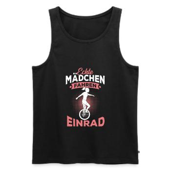 Echte Mädchen fahren Einrad Spruch - Männer Premium Bio Tank Top - Schwarz - Vorne - Michal (187cm)