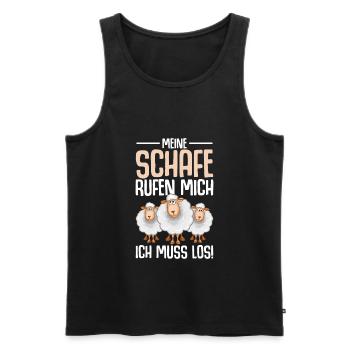 Schaf Spruch Lustig Schäfer Landwirt - Männer Premium Bio Tank Top - Schwarz - Vorne - Michal (187cm)