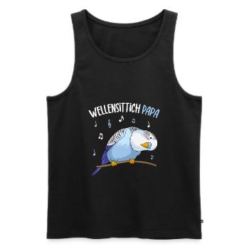 Wellensittich Papa Blausittich Vater Blau - Männer Premium Bio Tank Top - Schwarz - Vorne - Michal (187cm)