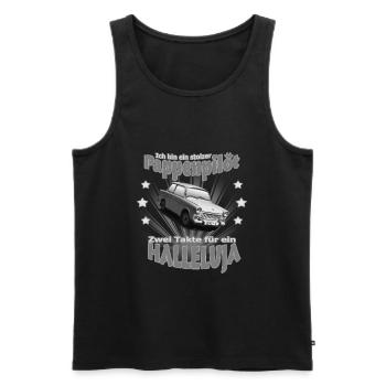 PAPPENPILOT  601 Trabi KULT grau - Männer Premium Bio Tank Top - Schwarz - Vorne - Michal (187cm)