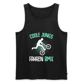 Coole Jungs fahren BMX Stunt Kinder - Männer Premium Bio Tank Top - Schwarz - Vorne - AI Model Male 178 light (178cm)