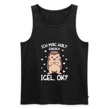 Igel - Ich mag halt Igel Kinder Mädchen - Männer Premium Bio Tank Top - Schwarz - Vorne - Michal (187cm)