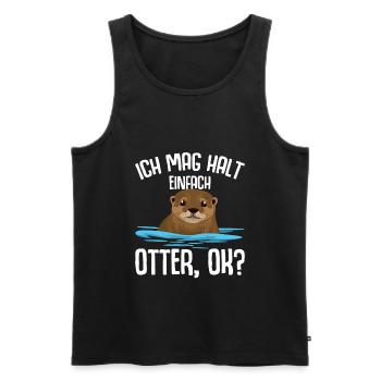 Ich mag halt Otter Seeotter Kinder Damen - Männer Premium Bio Tank Top - Schwarz - Vorne - Michal (187cm)