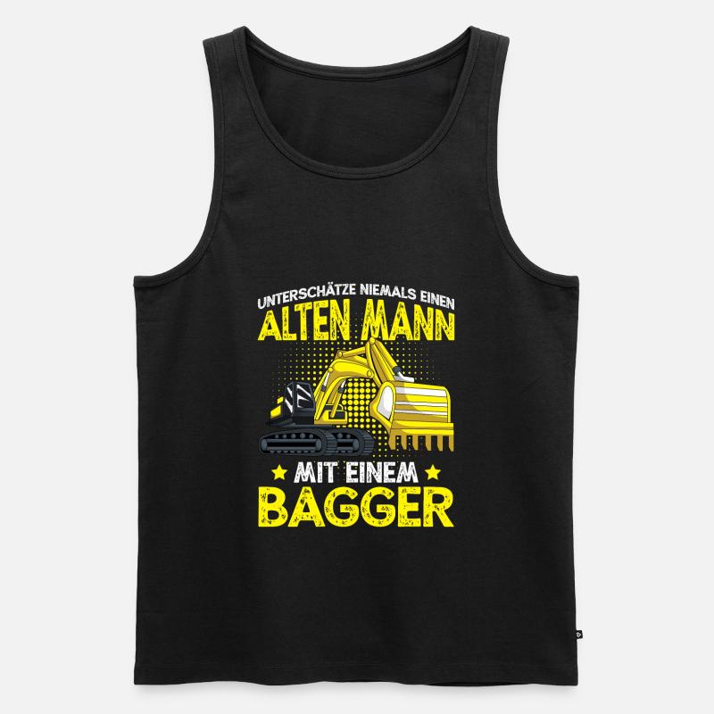 Baggerfahrer Bagger Alter Mann - Männer Premium Bio Tank Top - Schwarz