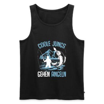 Coole Jungs gehen Angeln Angler Fischer - Männer Premium Bio Tank Top - Schwarz - Vorne - AI Model Male 178 light (178cm)