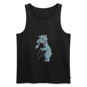 Hippo Lover Hippo Kids - Men's Premium Organic Tank Top - black - Front - Michal (187cm)