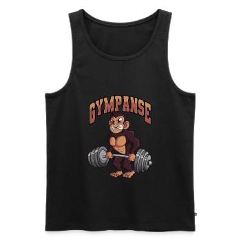 Gympanse Fitness Gym Singe Chimpanzé - Débardeur bio Premium Homme - noir - Devant - Michal (187cm)