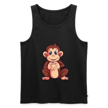 Affen Liebhaber Mädchen Jungen Kinder - Männer Premium Bio Tank Top - Schwarz - Vorne - Michal (187cm)