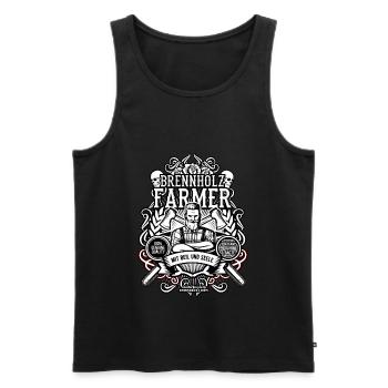 Forstwirt und Holzfäller Spruch Brennholzfarmer - Männer Premium Bio Tank Top - Schwarz - Vorne - Michal (187cm)