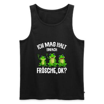 Frosch Ich mag halt Frösche Damen Mädchen Kinder - Männer Premium Bio Tank Top - Schwarz - Vorne - Michal (187cm)