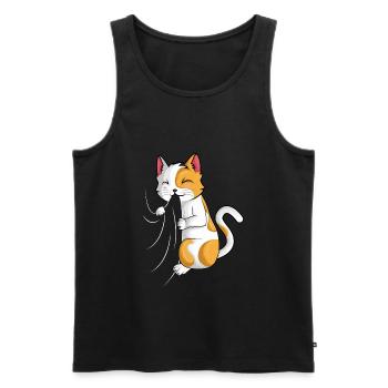 Chats Amoureux des chats Chatons Filles Enfants - Débardeur bio Premium Homme - noir - Devant - Michal (187cm)