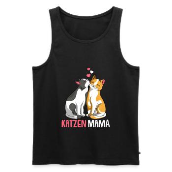 Katzenmama Katzen Mama Katze Damen - Männer Premium Bio Tank Top - Schwarz - Vorne - Michal (187cm)