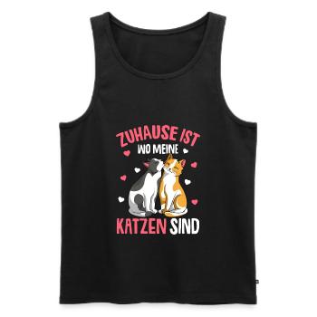 Zuhause ist wo meine Katzen sind Katze Damen - Männer Premium Bio Tank Top - Schwarz - Vorne - Michal (187cm)