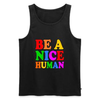 Be a nice human - Men's Premium Organic Tank Top - black - Front - AI Model Male 178 light (178cm)