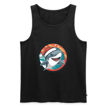 Shark Christmas X-Mas - Men's Premium Organic Tank Top - black - Front - Michal (187cm)