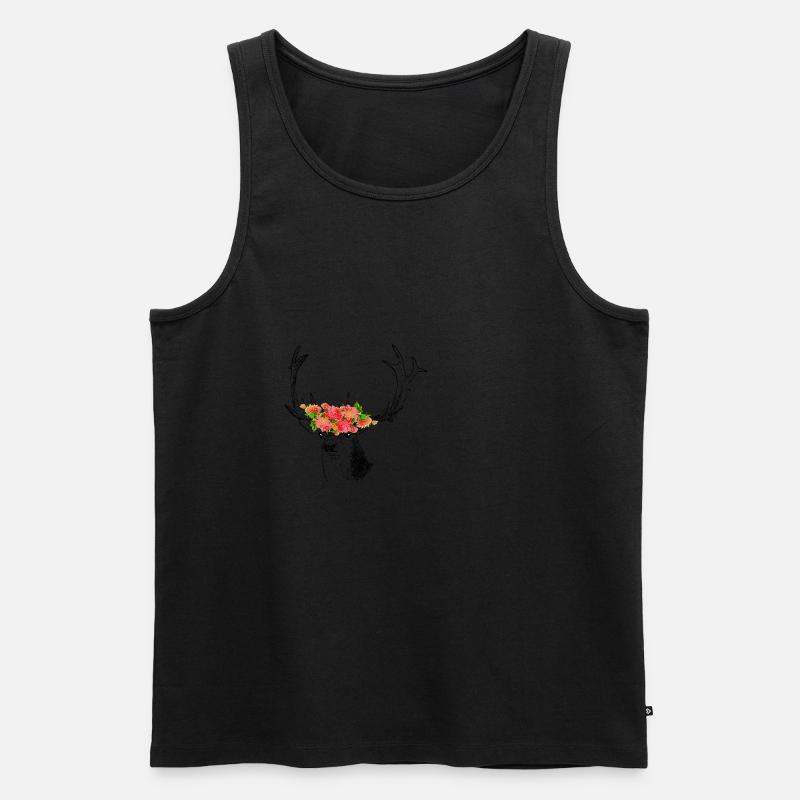 Hirsch Blumen - Männer Premium Bio Tank Top - undefined