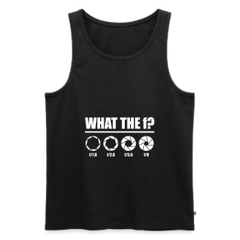Fotografen T-Shirt - Fotografie Kamera Blende - Männer Premium Bio Tank Top - Schwarz - Vorne - Michal (187cm)
