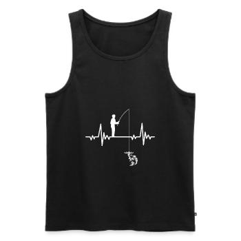 Fischen Herzschlag Fischer Angler Geschenkidee - Männer Premium Bio Tank Top - Schwarz - Vorne - Michal (187cm)