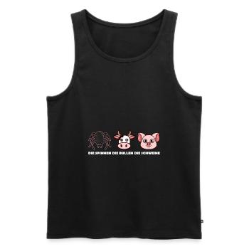 Die Spinnen die Bullen die Schweine lustig - Männer Premium Bio Tank Top - Schwarz - Vorne - Michal (187cm)
