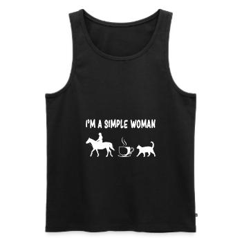 Chevaux chats de café je suis une femme simple - Débardeur bio Premium Homme - noir - Devant - AI Model Male 178 light (178cm)