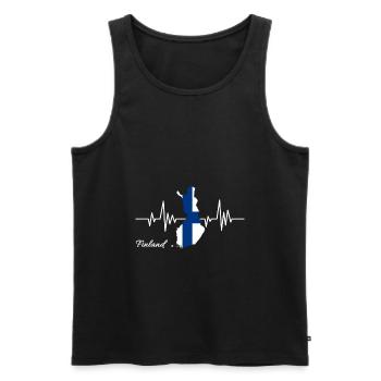 Finnland Herzschlag Geschenkidee - Männer Premium Bio Tank Top - Schwarz - Vorne - Michal (187cm)