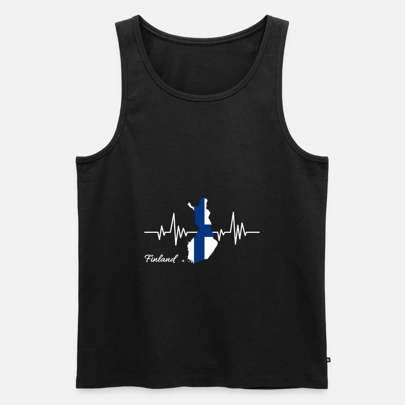 Finnland Herzschlag Geschenkidee - Männer Premium Bio Tank Top - Schwarz
