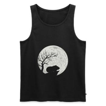 Cadeau d'Halloween cochon d'Inde pleine lune - Débardeur bio Premium Homme - noir - Devant - Michal (187cm)