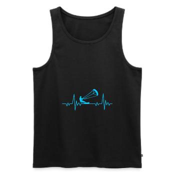 Kitesurfing Heartbeat ECG Kitesurfing Gift - Débardeur bio Premium Homme - noir - Devant - AI Model Male 178 light (178cm)