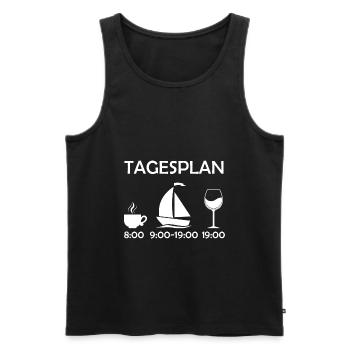 Segeln Tagesplan Kaffee Segelschiff Wein - Männer Premium Bio Tank Top - Schwarz - Vorne - AI Model Male 178 light (178cm)
