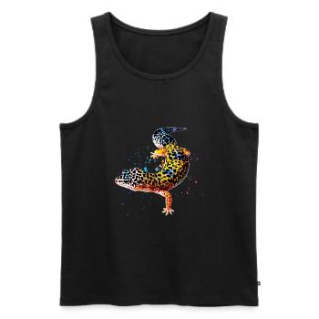 Leopard Gecko Reptilienhalter Eidechse Aquarell - Männer Premium Bio Tank Top - Schwarz - Vorne - Michal (187cm)