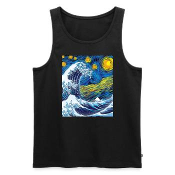 Kanagawa Waves Aesthetic Japanese Art Great Wave - Men's Premium Organic Tank Top - black - Front - AI Model Male 178 light (178cm)