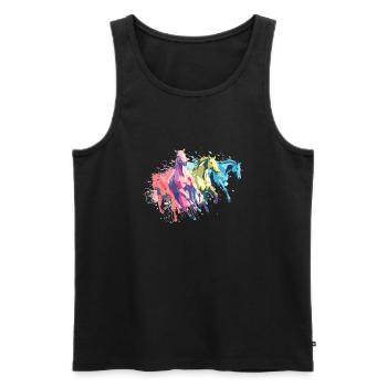 Horses with colorful splashes of color - Men's Premium Organic Tank Top - black - Front - AI Model Male 178 light (178cm)