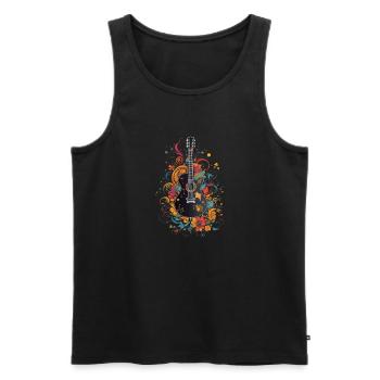 Gitarre mit Blumen vintage - Männer Premium Bio Tank Top - Schwarz - Vorne - Michal (187cm)