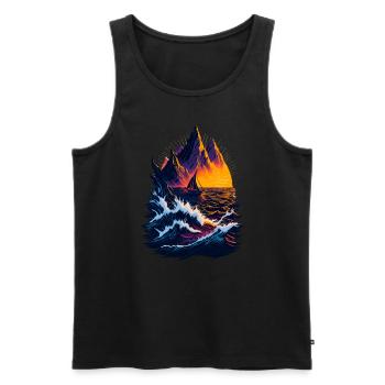 Fantastique illustration de paysage - Débardeur bio Premium Homme - noir - Devant - AI Model Male 178 light (178cm)