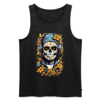 Golden Sugar Skull - Men's Premium Organic Tank Top - black - Front - AI Model Male 178 light (178cm)