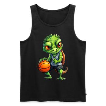 Basket-ball caméléon - Débardeur bio Premium Homme - noir - Devant - Michal (187cm)