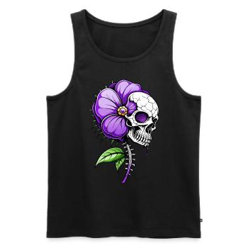 Crâne violet // Crâne Violet // violet FS0144 - Débardeur bio Premium Homme - noir - Devant - AI Model Male 178 light (178cm)