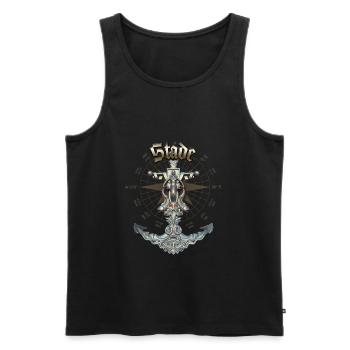 Stade Anchor Nautical Sailing Boat Summer - Männer Premium Bio Tank Top - Schwarz - Vorne - AI Model Male 178 light (178cm)