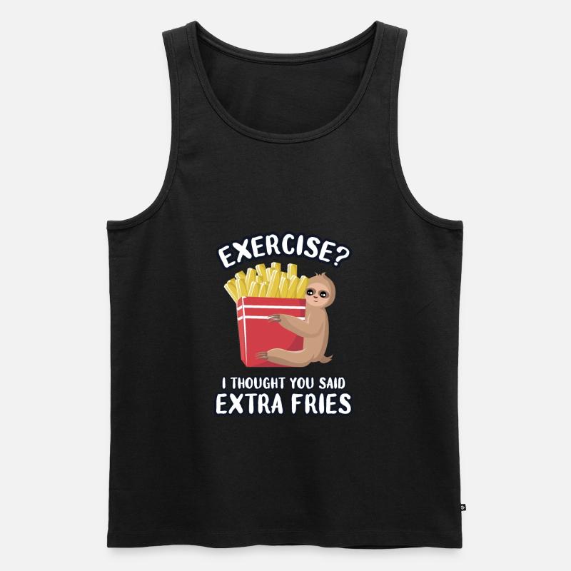 Faultier liebt Pommes - Männer Premium Bio Tank Top - Schwarz