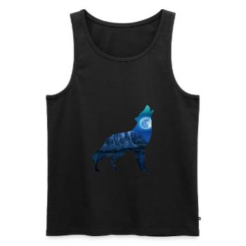 Wolf Mond - Männer Premium Bio Tank Top - Schwarz - Vorne - AI Model Male 178 light (178cm)