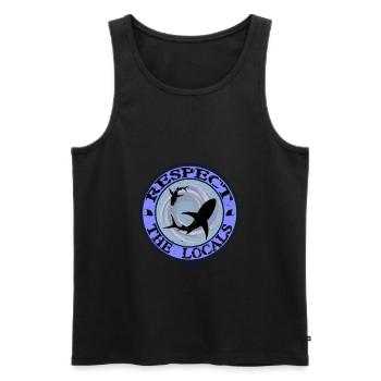 Respect The Locals Shark - Men's Premium Organic Tank Top - black - Front - AI Model Male 178 light (178cm)