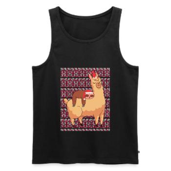 Ugly Christmas Sweater Sloth with Alpaca - Men's Premium Organic Tank Top - black - Front - AI Model Male 178 light (178cm)