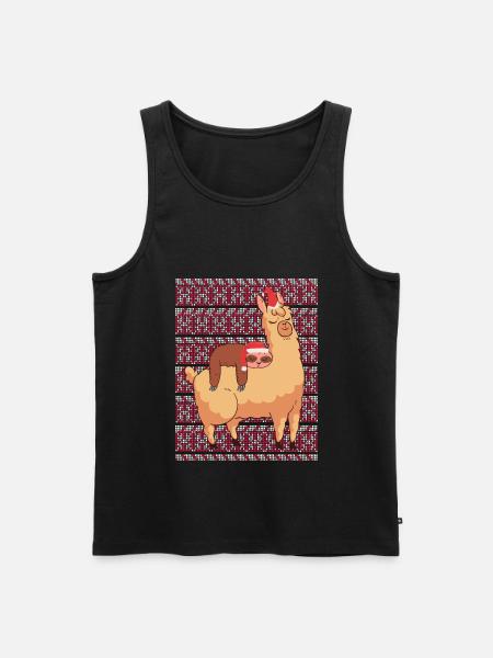 Stygg julegenser dovendyr med alpakka - Premium økologisk Tanktop for menn - svart