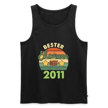 Bester Ehemann, Hochzeitstag, seit 2011, Hochzeit - Männer Premium Bio Tank Top - Schwarz - Vorne - Michal (187cm)