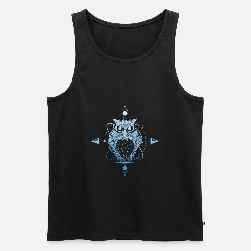 Eule Blau - Männer Premium Bio Tank Top - Schwarz