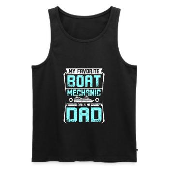 Mon mécanicien de bateau préféré m’appelle papa - Débardeur bio Premium Homme - noir - Devant - Michal (187cm)