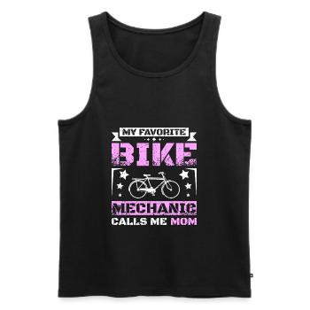 Mon mécanicien de vélo préféré m’appelle maman - Débardeur bio Premium Homme - noir - Devant - Michal (187cm)