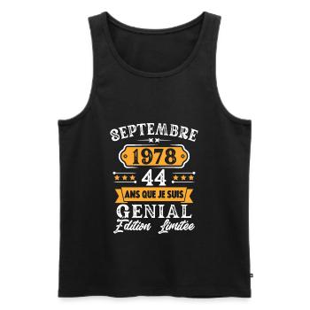Cadeau D'anniversaire 44 Ans Septembre 1978 Rétro - Débardeur bio Premium Homme - noir - Devant - Michal (187cm)