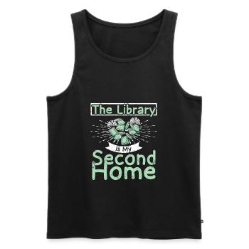 The Library is my second home - Männer Premium Bio Tank Top - Schwarz - Vorne - Michal (187cm)