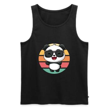 Cool Panda with Sunglasses Vintage Sunset - Men's Premium Organic Tank Top - black - Front - AI Model Male 178 light (178cm)